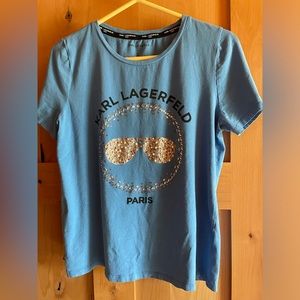 Karl Lagerfeld Sunglasses Rhinestone Tee. Size: M